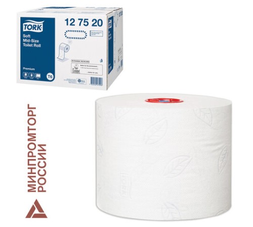 Бумага туалетная 90 м, Tellus/TORK (Система Т6) PREMIUM, КОМПЛЕКТ 27 рулонов, 2-слойная, белая, 127520/127521