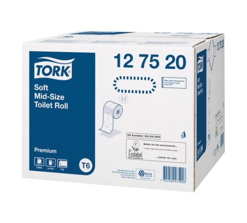 Бумага туалетная 90 м, Tellus/TORK (Система Т6) PREMIUM, КОМПЛЕКТ 27 рулонов, 2-слойная, белая, 127520/127521