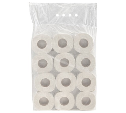 Бумага туалетная бытовая, спайка 12 шт. (12 рулонов х 44 м), СЕРАЯ, на втулке (эконом), М-28