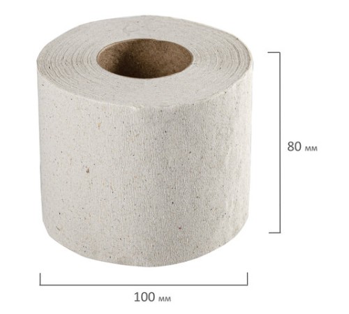 Бумага туалетная бытовая, спайка 12 шт. (12 рулонов х 44 м), СЕРАЯ, на втулке (эконом), М-28