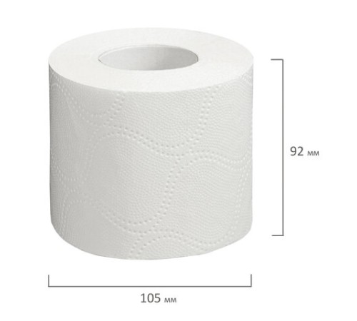 Бумага туалетная бытовая, спайка 12 шт., 2-х слойная, (12х18 м), LAIMA, белая, 128718