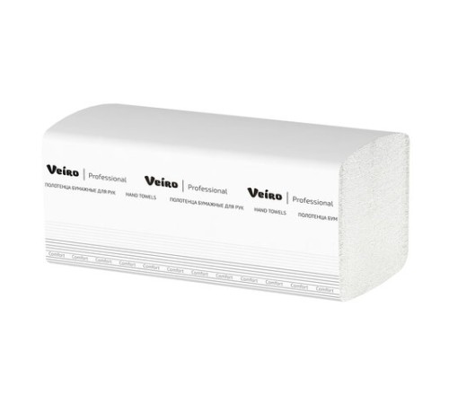 Полотенца бумажные 200 шт., VEIRO (Система H3) COMFORT, 2-слойные, белые, КОМПЛЕКТ 20 пачек, 21х21,6, V-сложение, KV205