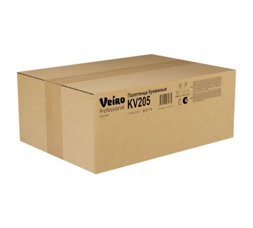 Полотенца бумажные 200 шт., VEIRO (Система H3) COMFORT, 2-слойные, белые, КОМПЛЕКТ 20 пачек, 21х21,6, V-сложение, KV205