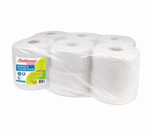Бумага туалетная ЛЮБАША (Система T2) 1-слойная 12 рулонов по 200 метров, цвет серый, 129571, 129571 (МП-39)