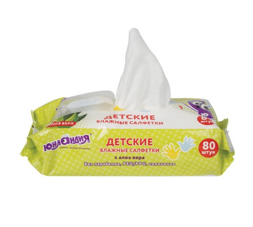 Салфетки влажные детские 80 шт., универсальные, 0+, очищающие, ЮНЛАНДИЯ, 129894