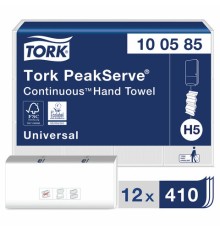 Полотенца бумажные 410 шт., TORK (Система H5) PeakServe, UNIVERSAL, КОМПЛЕКТ 12 пачек, 22,5x20 см, W-сложение, 100585