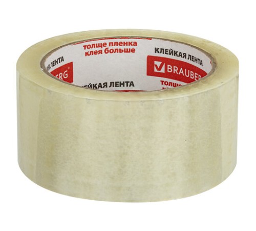 Клейкая лента упаковочная 48 мм х 66 м, прозрачная, толщина 45 микрон, BRAUBERG, 221108