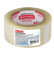Клейкая лента упаковочная, 48 мм х 100 м, прозрачная, толщина 45 микрон, BRAUBERG, 221109