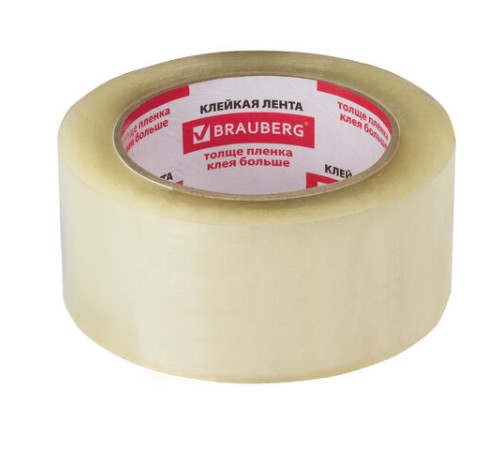 Клейкая лента упаковочная, 48 мм х 100 м, прозрачная, толщина 45 микрон, BRAUBERG, 221109