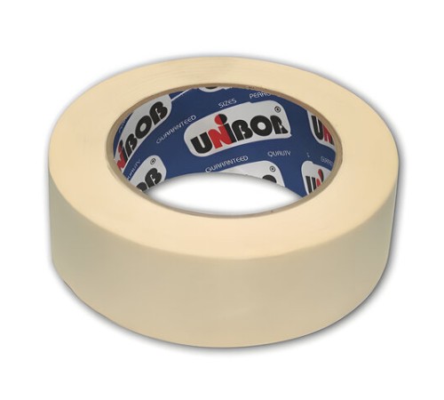 Клейкая лента малярная креппированная 38 мм х 50 м (реальная длина!), профессиональная, UNIBOB 28138