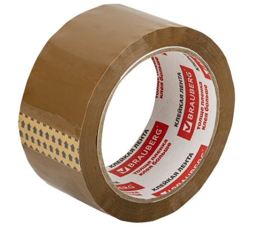 Клейкая лента упаковочная, 48 мм х 66 м, КОРИЧНЕВАЯ, толщина 45 микрон, BRAUBERG, 221687