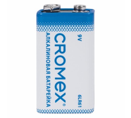 Батарейки алкалиновые КОМПЛЕКТ 4 шт., CROMEX (КРОМЕКС) Alkaline, Крона 9V (6LR61, 6LF22, 1604A), короб, 456453