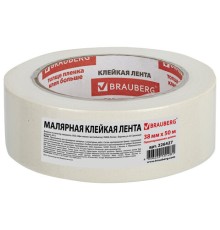 Клейкая лента малярная креппированная 38 мм х 50 м (реальная длина!), профессиональная, BRAUBERG, 226427