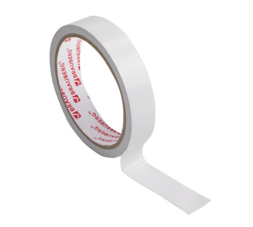 Клейкая двухсторонняя лента 19 мм х 10 м, БУМАЖНАЯ ОСНОВА, BRAUBERG, 227268