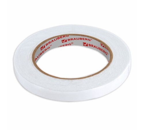 Клейкая двухсторонняя лента 12 мм х 5 м, НА ВСПЕНЕННОЙ ОСНОВЕ, 1 мм, прочная, BRAUBERG, 227269