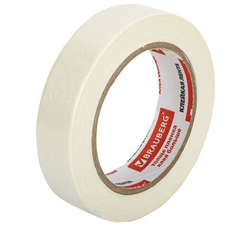 Клейкая лента малярная креппированная 25 мм х 50 м (реальная длина!), профессиональная, BRAUBERG, 228086