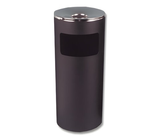 Урна металлическая с пепельницей, 600х250х250 мм, 29 литров, черная, оцинкованная сталь