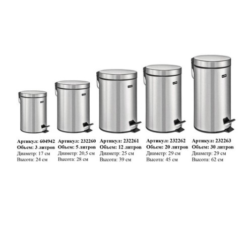 Ведро мусорное с педалью 20 литров 