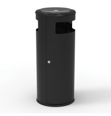 Урна уличная с пепельницей, кольцом для мешка, створка с замком, 955х455х455 мм, 70 литров, черная, 