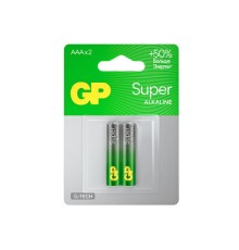 Батарейки КОМПЛЕКТ 2 шт., GP Super G-Tech, AAA (LR03, 24А), алкалиновые, мизинчиковые, блистер, 24A-2, 24A-2CR2
