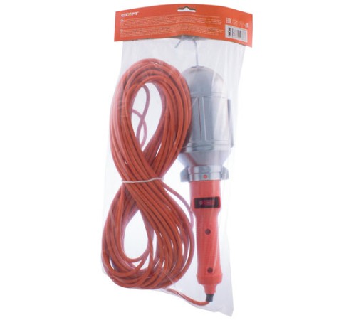 Светильник фонарь переноска СТАРТ, ударопрочный, провод 15 м, от сети, цоколь E27, CLB 101-15M, 14067