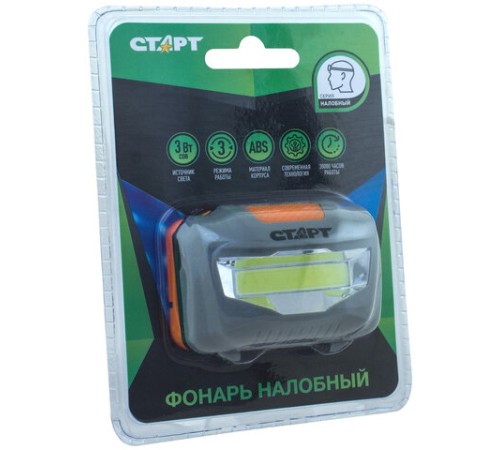 Фонарь налобный СТАРТ 3Вт COB, 3 режима, влагозащита, 3хААА (не в комплекте), LOE 203-C1, 12281