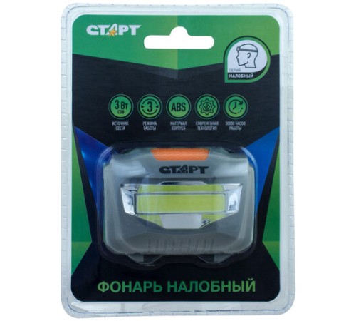 Фонарь налобный СТАРТ 3Вт COB, 3 режима, влагозащита, 3хААА (не в комплекте), LOE 203-C1, 12281