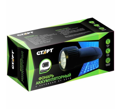 Фонарь аккумуляторный СТАРТ 5хLED, вилка, заряд от сети, LHE 509-B1, 16015
