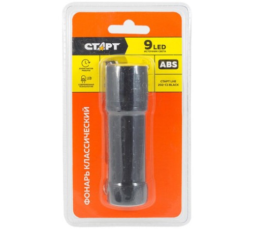 Фонарь компактный СТАРТ 9Вт LED, 3хААА (не в комплекте), LHE 202-C1, 12465
