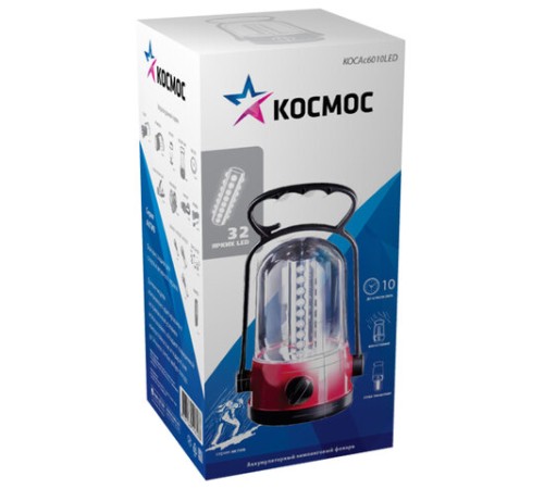 Фонарь туристический аккумуляторный КОСМОС 32хLED, заряд от сети, КОС6010LED, KOCAc6010LED
