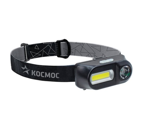 Фонарь налобный аккумуляторный КОСМОС, 3 Вт, LED + 3 Вт, СОВ, Li-ion, заряд от USB, KocH3WDLith