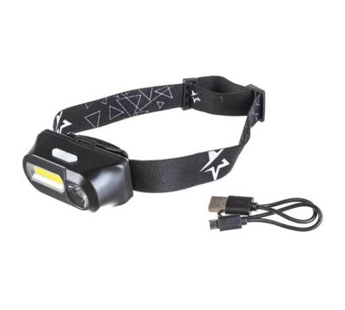 Фонарь налобный аккумуляторный КОСМОС, 3 Вт, LED + 3 Вт, СОВ, Li-ion, заряд от USB, KocH3WDLith