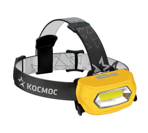Фонарь налобный аккумуляторный КОСМОС 3 Вт СОВ, Li-pol, заряд от USB, KOC-LiPoH3WCOB