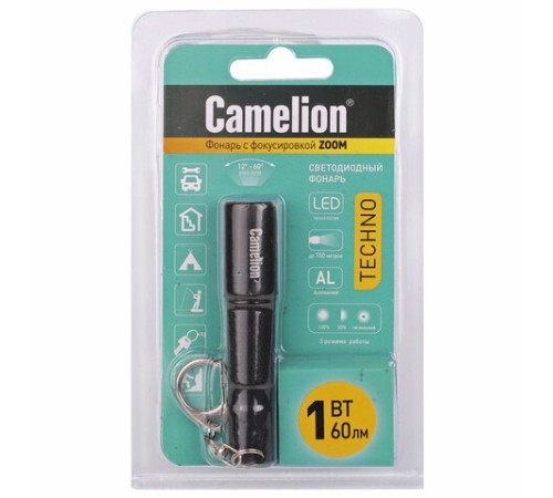 Фонарь компактный CAMELION XP-E, ЯРКИЙ, ZOOM, 3 режима, питание 1хAAА (не в комплекте), LED51532