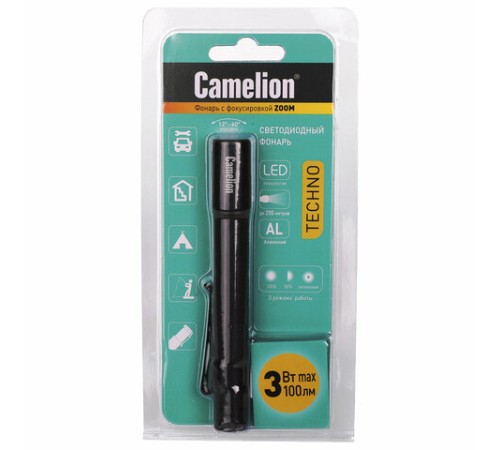 Фонарь CAMELION XP-E, ЯРКИЙ, ZOOM, 3 режима, питание 2хААА (не в комплекте), LED51533
