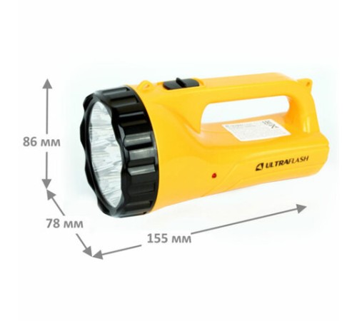 Фонарь аккумуляторный ULTRAFLASH 9хLED+12хLED, 2 режима, выдвижная вилка, заряд от сети, LED3816SM
