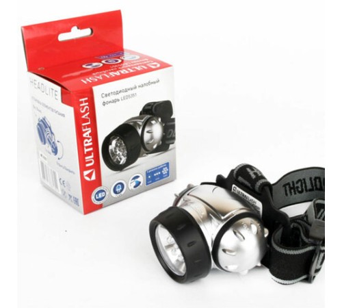 Фонарь налобный ULTRAFLASH 7хLED, 3 режима, питание 3хААА (не в комплекте), LED5351