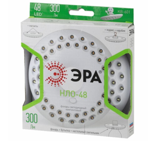 Фонарь туристический ЭРА 48xLED, крепление карабин, магниты, питание 3xAA (не в комплекте), KB-601, Б0029178