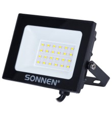 Прожектор светодиодный 20 Вт, 6500 К, 1600 Лм, 20 м2, IP65, 122x84x26 мм, черный, SONNEN, 238412