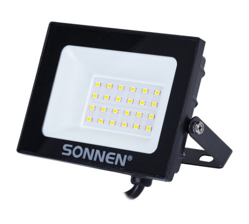 Прожектор светодиодный 20 Вт, 6500 К, 1600 Лм, 20 м2, IP65, 122x84x26 мм, черный, SONNEN, 238412