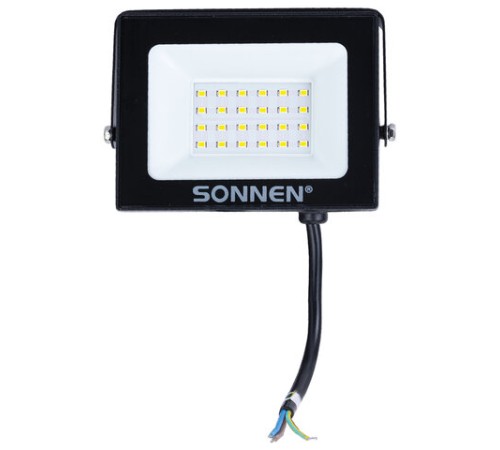 Прожектор светодиодный 20 Вт, 6500 К, 1600 Лм, 20 м2, IP65, 122x84x26 мм, черный, SONNEN, 238412