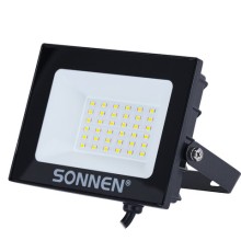 Прожектор светодиодный 30 Вт, 6500 К, 2400 Лм, 30 м2, IP65, 146x98x26 мм, черный, SONNEN, 238413