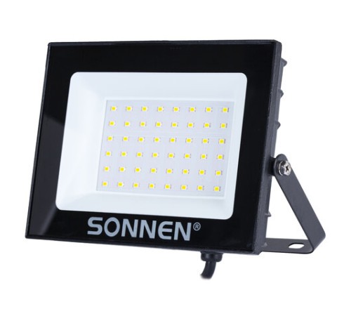Прожектор светодиодный 50 Вт, 6500 К, 4000 Лм, 50 м2, IP65, 176x123x26 мм, черный, SONNEN, 238414