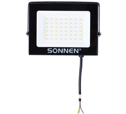 Прожектор светодиодный 50 Вт, 6500 К, 4000 Лм, 50 м2, IP65, 176x123x26 мм, черный, SONNEN, 238414