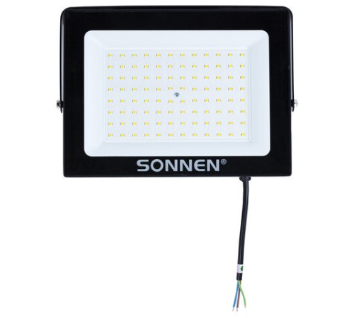 Прожектор светодиодный 100 Вт, 6500 К, 8000 Лм, 100 м2, IP65, 250x178x27 мм, черный, SONNEN, 238415