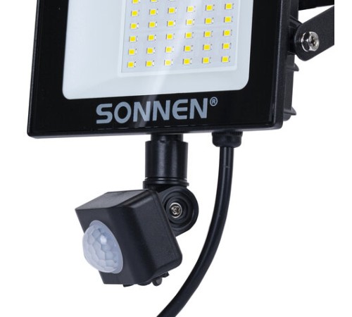 Прожектор светодиодный с датчиком движения 20 Вт, 6500 К, 1600 Лм, 20 м2, IP65, 122х146х51 мм, черный, SONNEN, 238416