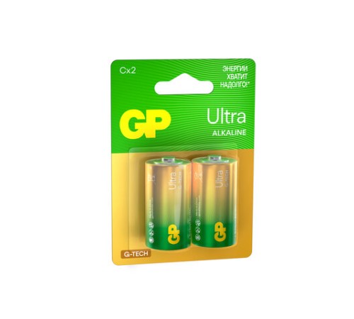 Батарейки КОМПЛЕКТ 2 шт., GP Ultra G-Tech, С (LR14, 14А), алкалиновые, блистер, 14AU-2CR2