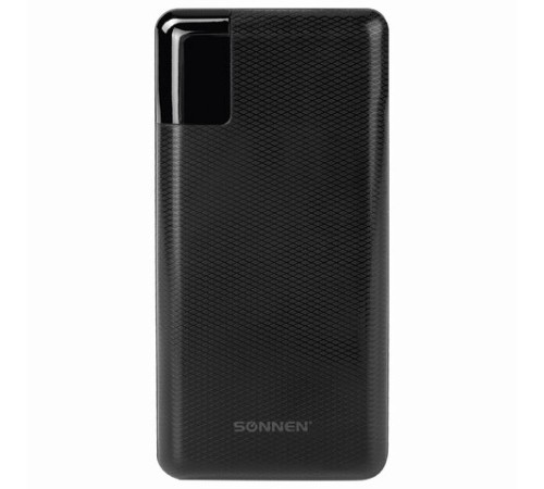 Аккумулятор внешний 20000 mAh SONNEN POWERBANK Q60P БЫСТРАЯ ЗАРЯДКА, 2 USB, литий-полимерный, 263033