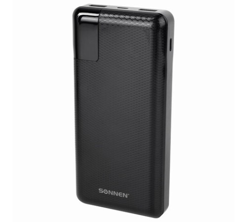 Аккумулятор внешний 20000 mAh SONNEN POWERBANK Q60P БЫСТРАЯ ЗАРЯДКА, 2 USB, литий-полимерный, 263033