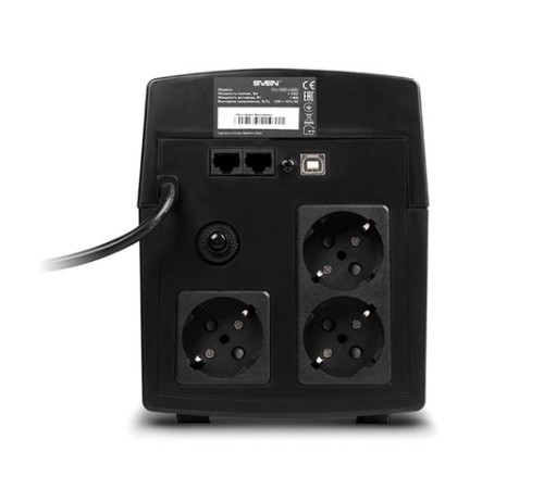 Источник бесперебойного питания SVEN Pro 1500, 1500VA (900W), 3 евророзетки, 2 розетки RJ45, SV-013875